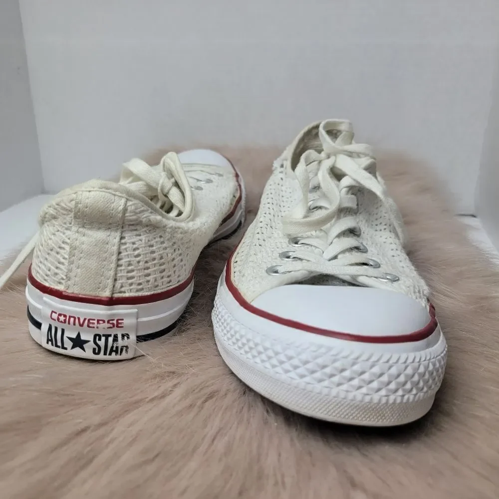 Converse All Star Women's Crochet Lace White Low Sneaker Shoes Size 9.5